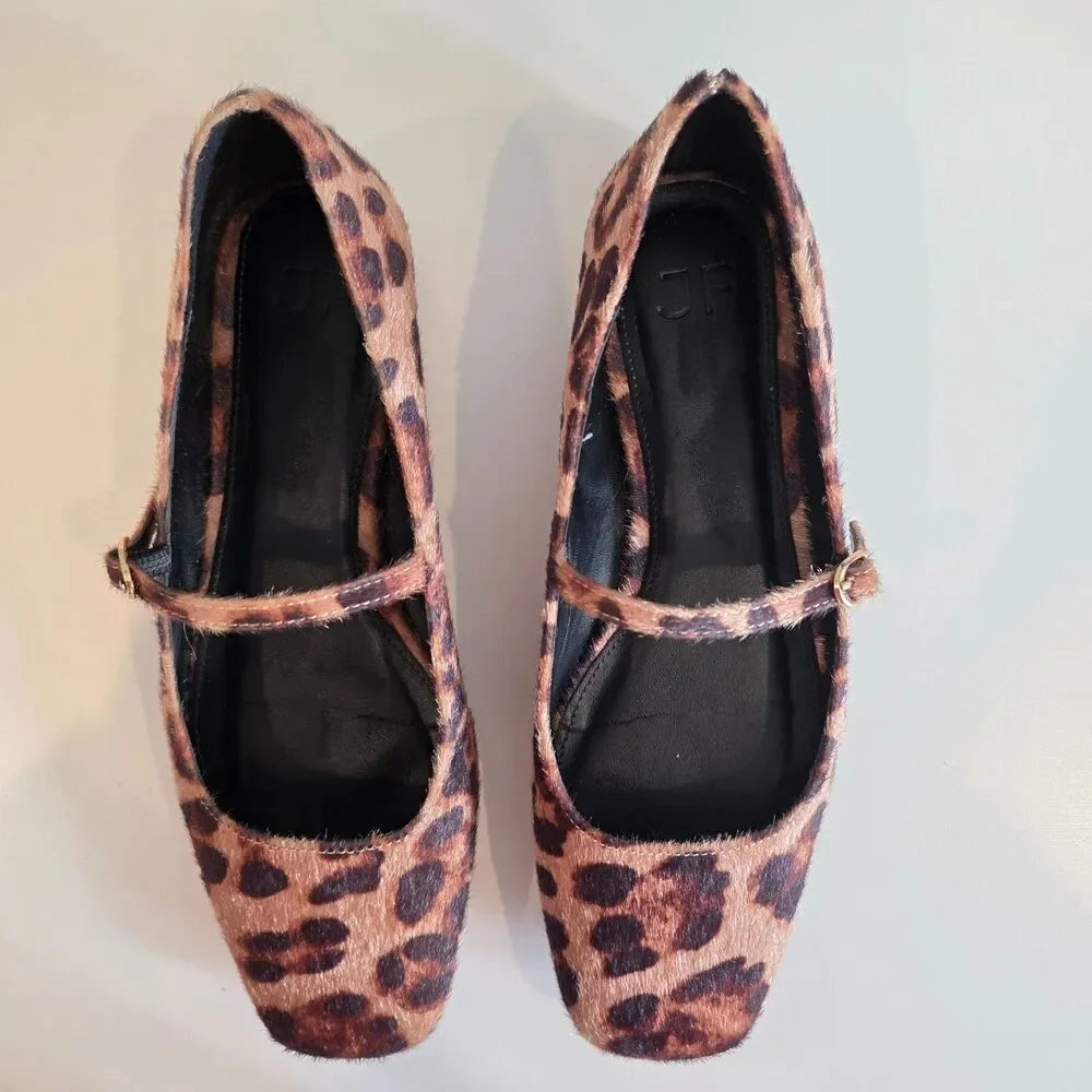Just Fab Leopard Print Ballet Flats, Size 6 Poet Boho Feminine Balletcore